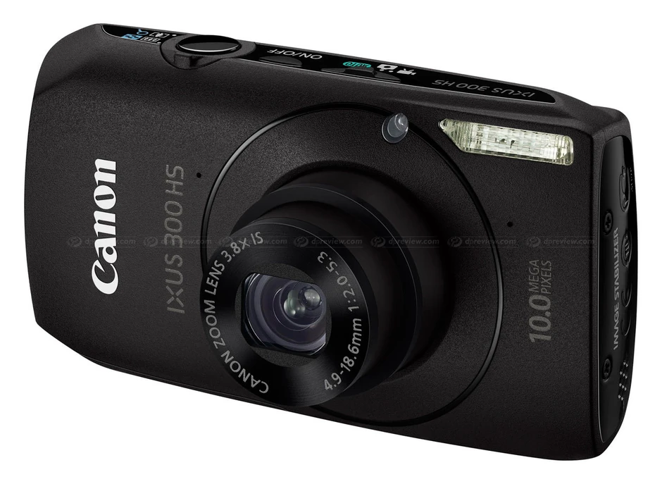 Canon IXUS 300HS, dimenzije: 100x54x23 mm, 175 grama, ekran: 3.0 inča, senzor: 10.0 MP, 3648x2736 px, video 1280x720, memorija: eksterna MMC/SD, baterija: Li-Ion, portovi: USB, HDMI, cena: 180 evra