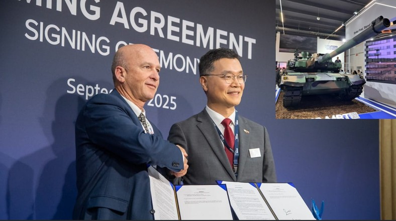 Rafael and Hyundai Rotem podpisują umowę o TROPHY APS na MSPO 2025.