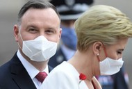 Warszawa, 02.05.2020. Prezydent RP Andrzej Duda (L) z małżonką Agatą Kornhauser-Dudą   