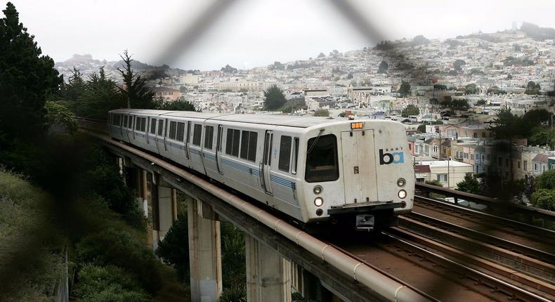 A BART train in San Francisco.