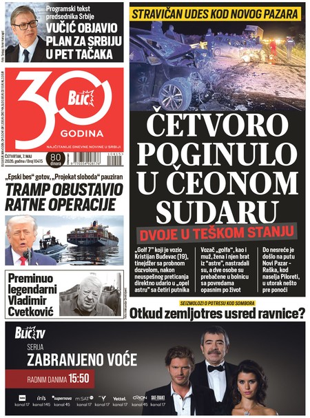 Naslovna strana za 7.5. - Blic