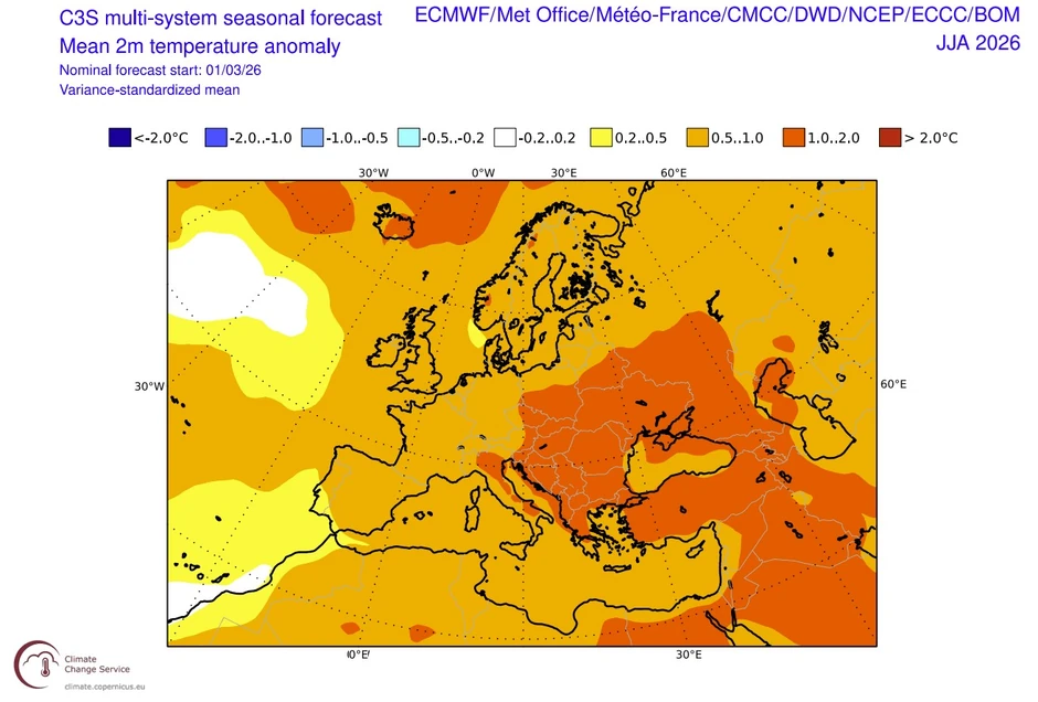 Najtoplije će biti u centralnoj Evropi
