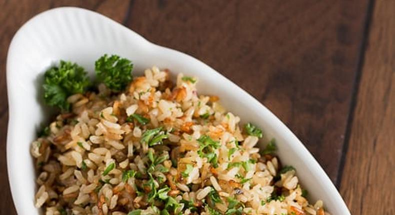 Baked brown rice