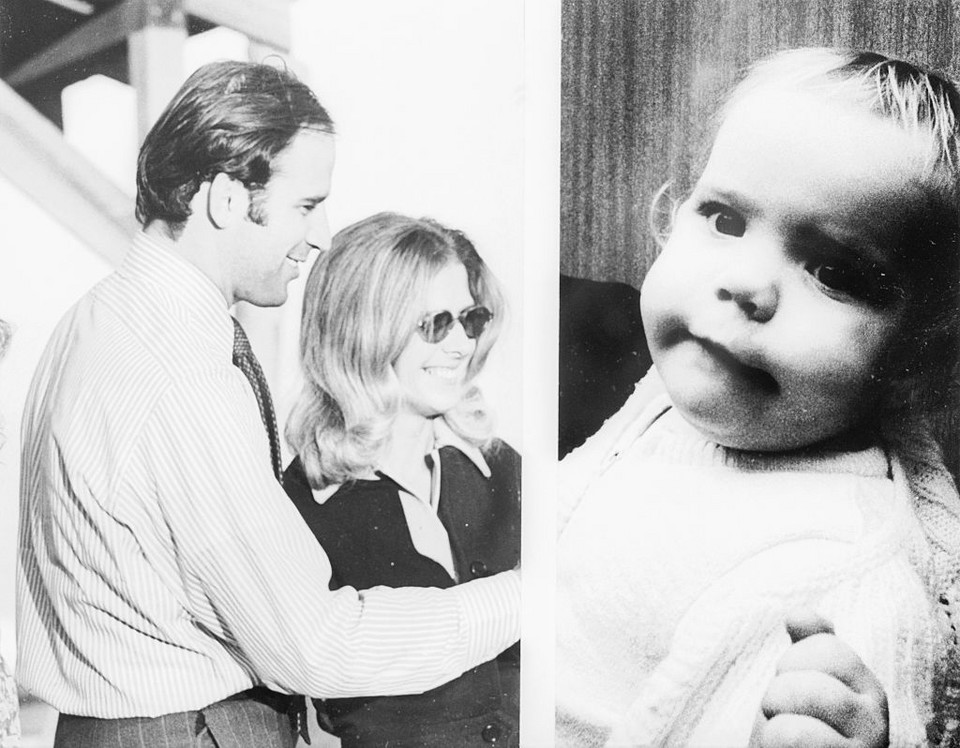 Joe Biden, jego pierwsza żona i córeczka  Naomi Christina "Amy" Biden