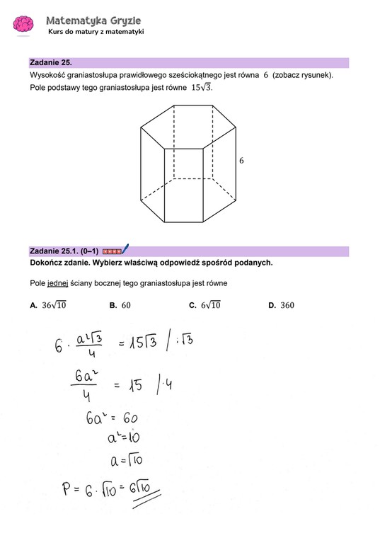 Matura 2024. Matematyka - poziom podstawowy [ARKUSZE CKE i ODPOWIEDZI] 25 i 25.1