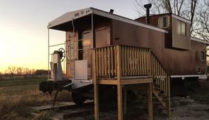 A father and daughter worked together to transform a train caboose into an Airbnb.Courtesy of Danielle Dotzenrod