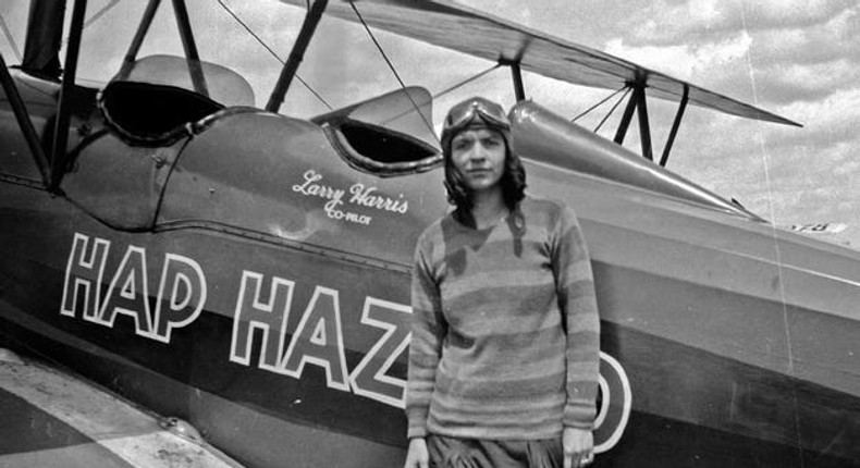 The author's great-grandmother standing in front of the biplane she and her husband traveled in.Courtesy of Melissa Hart