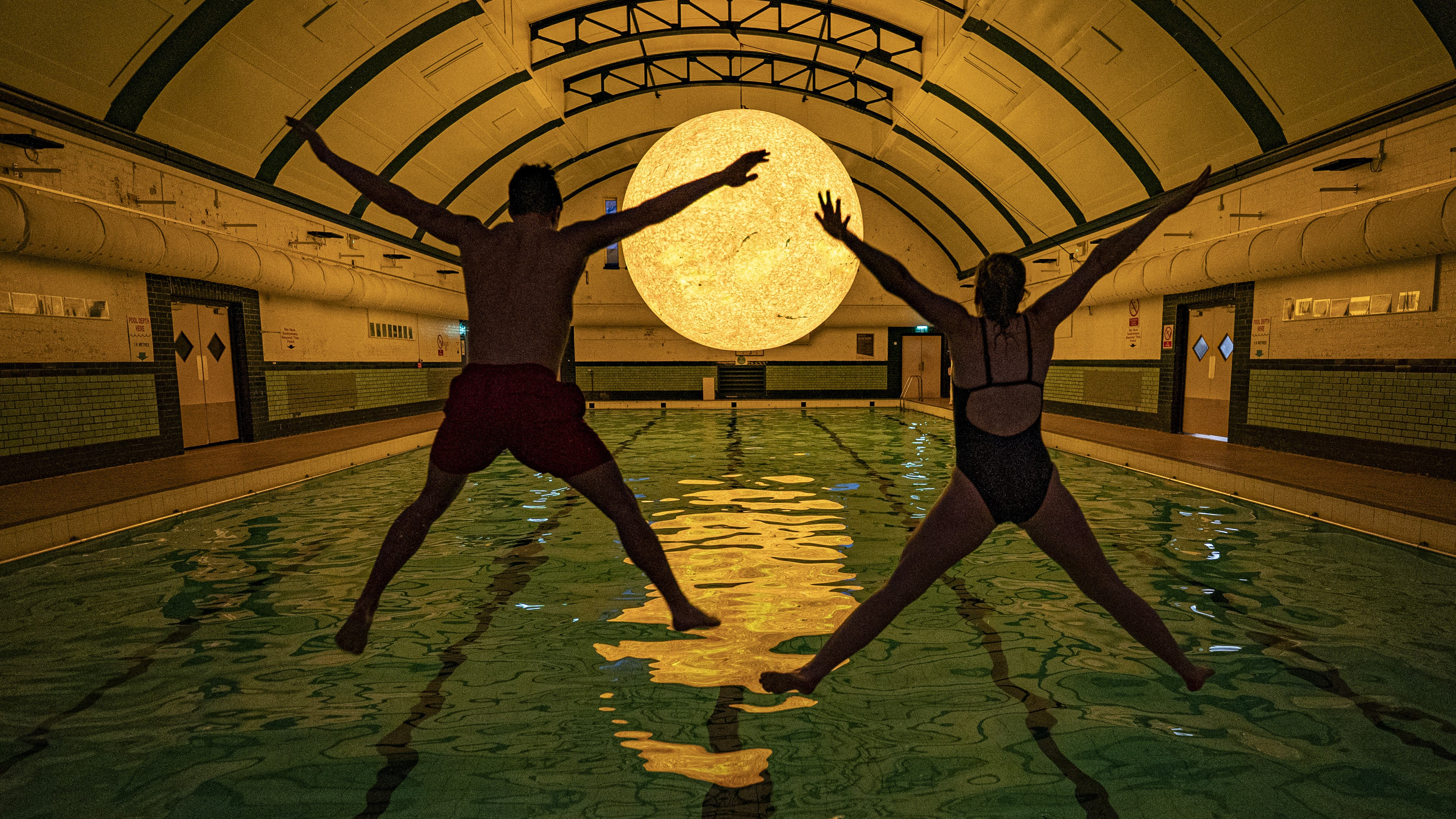 Swim beneath a giant Sun: 5-metre artwork transforms Bristol pool