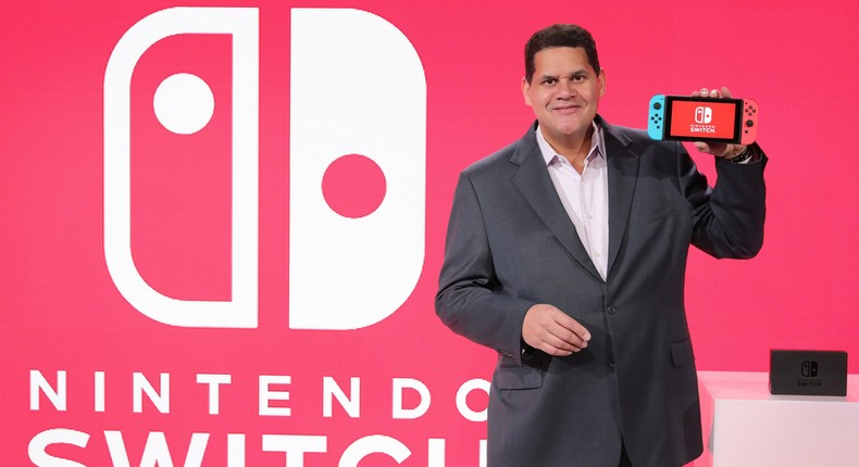 Nintendo of America President and COO Reggie Fils-Aime debuts the groundbreaking Nintendo Switch at a press event in New York on Jan. 13, 2017.