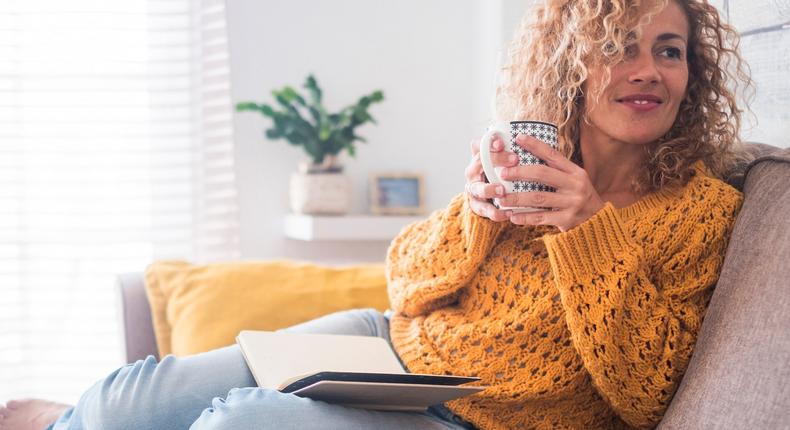 woman content reading