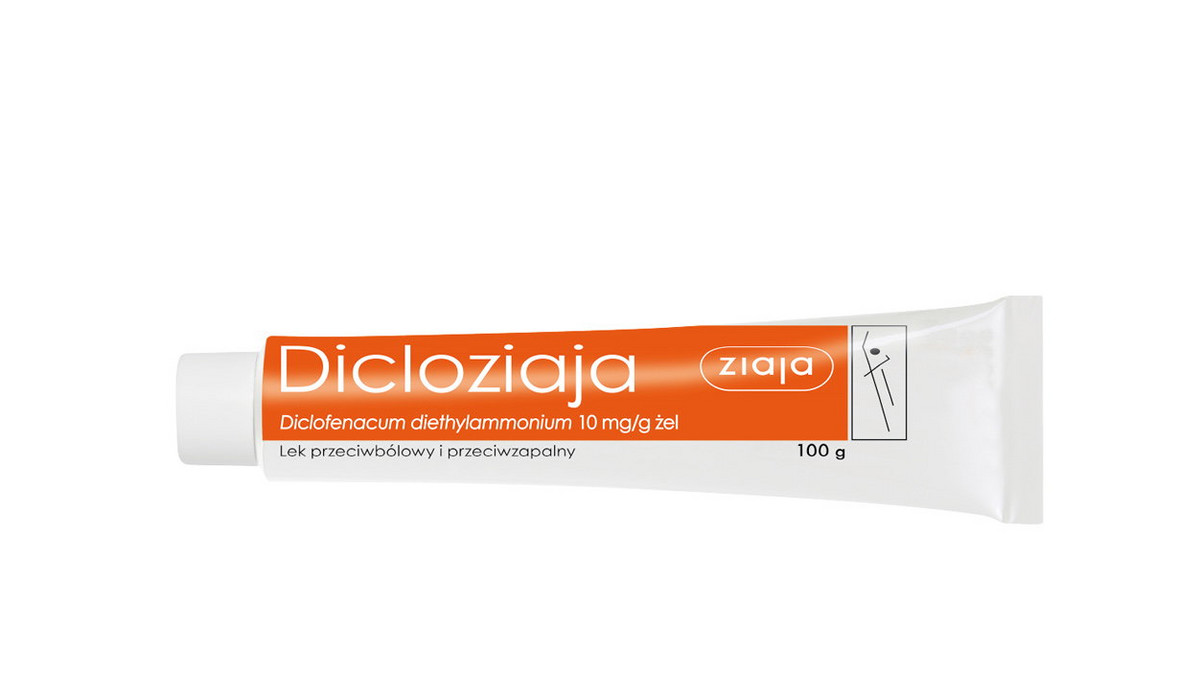 Dicloziaja Diclofenacum diethylammonium od marki Ziaja to lek przeciwbólowy i przeciwzapalny w formie żelu stosowany m.in. w zapaleniu stawów, bólach pleców i urazach. Lek można kupić w aptekach bez recepty. 1 g żelu Diclofenacum diethylammonium zawiera 11,6 mg diklofenaku dietyloamoniowego (Diclofenacum diethylammonium) co odpowiada 10 mg diklofenaku sodowego (diklofenak w postaci soli dietyloamoniowej, w przeliczeniu na sól sodową).