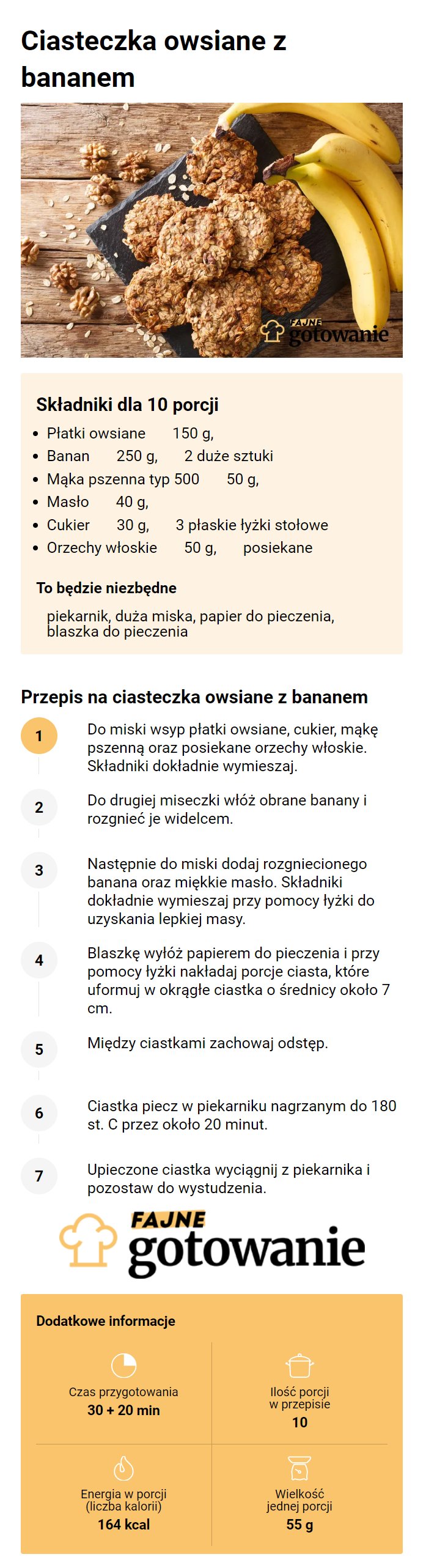 Ciasteczka owsiane z bananem