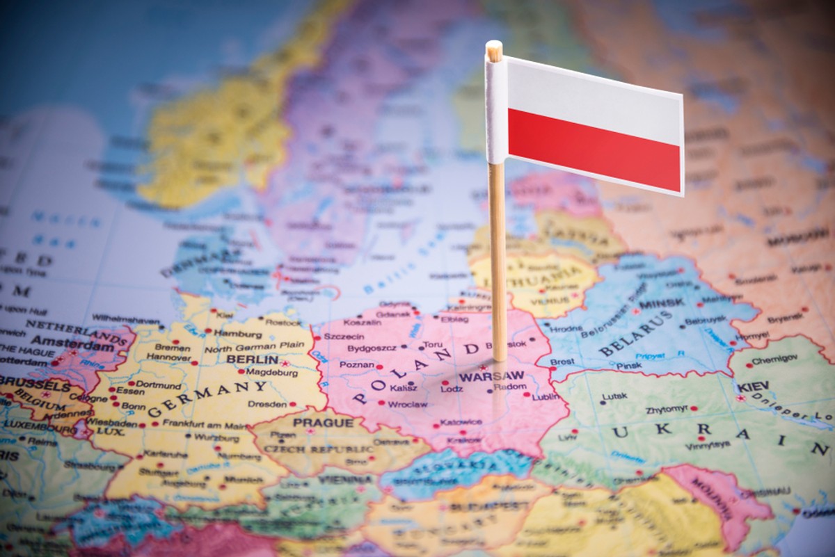 Polska, mapa, Europa, flaga