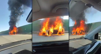 Przerażający widok na A1. Porsche zamieniło się w kulę ognia!