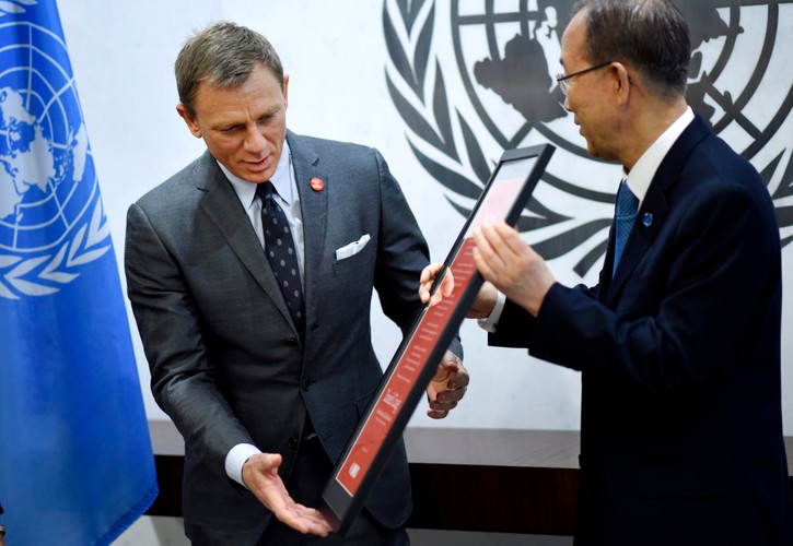 Daniel Craig i sekretarz generalny ONZ Ban Ki Mun