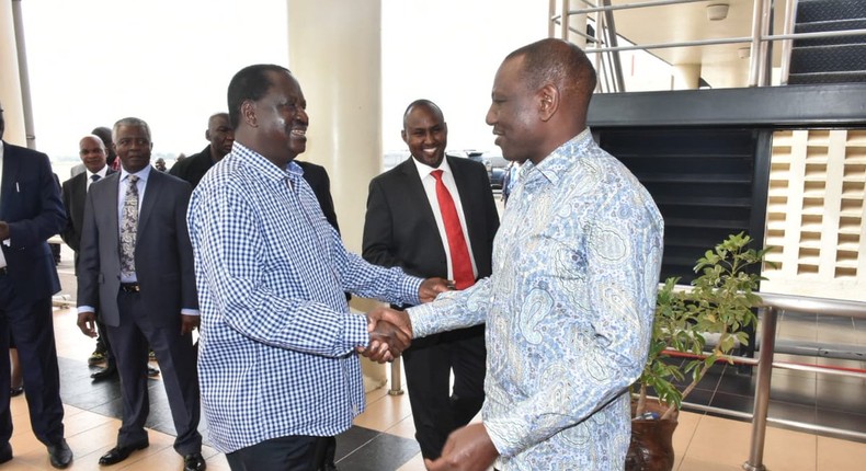 DP William Ruto with ODM leader Raila Odinga in Kisumu