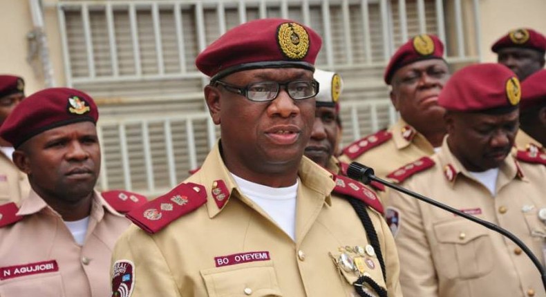 Corps Marshal of the FRSC, Dr. Boboye Oyeyemi and other officers of the agency/illustration [Premiumtimesng] 