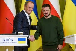 Donald Tusk i Wołodymyr Zełenski podczas spotkania w Kijowie, 22.01.2024 r.