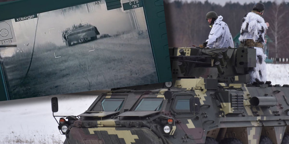 Ukraińscy żołnierze na pojeździe BTR-4 "Bucefał"