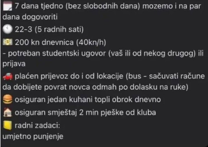Oglas za posao koji je šokiraop javnost foto: društvene mreže