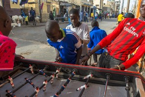 Saint Louis children playing table football