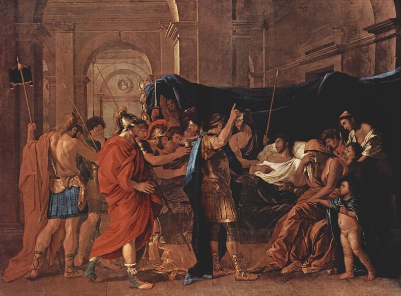 Śmierć Germanika (aut. Nicolas Poussin, 1627, domena publiczna)