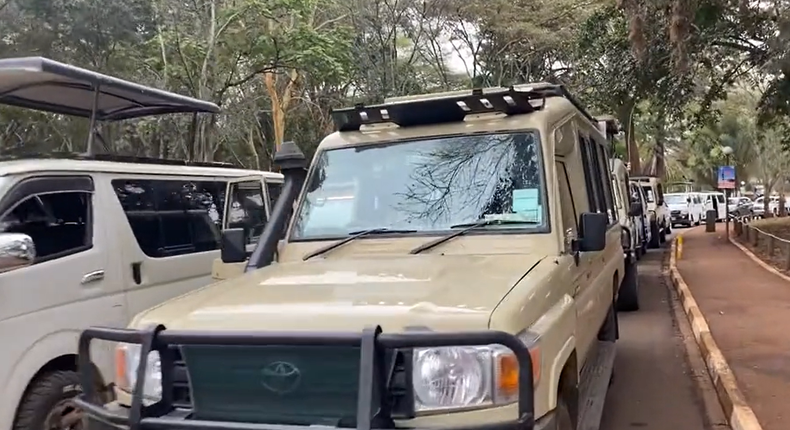 Tourists waiting to enter Nairobi National Park