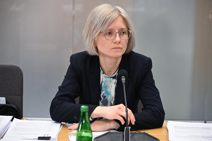 Była zastępczyni dyrektora Departamentu Konsularnego MSZ Beata Brzywczy podczas posiedzenia sejmowej komisji śledczej ds. afery wizowej.