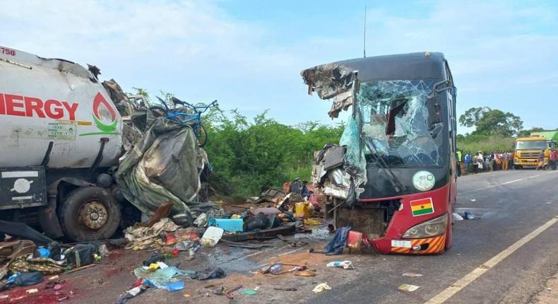 Gory accident on the Accra - Cape Coast road at Gomoa Okyereko
