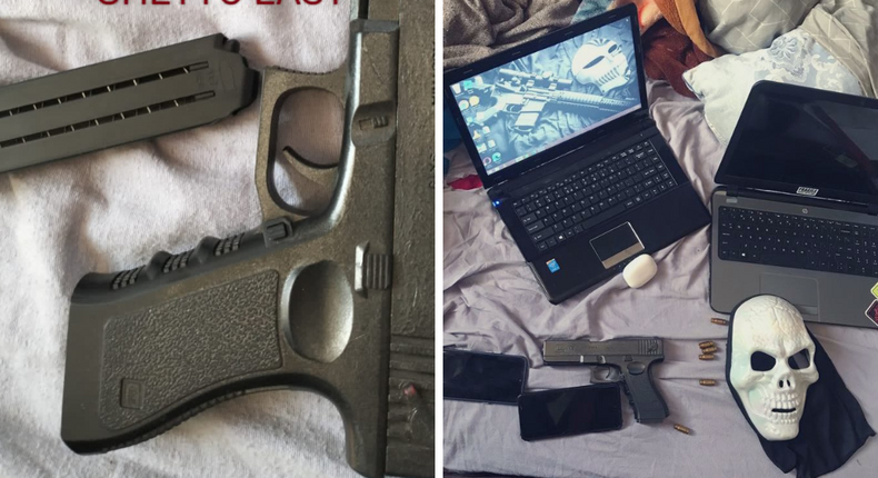 Detectives found a replica of a Glock pistol, eight used 9x19mm special cartridges, one empty pistol magazine, one white plastic face mask, two laptops suspected of being stolen property, among other items after a search in an apartment in Juja