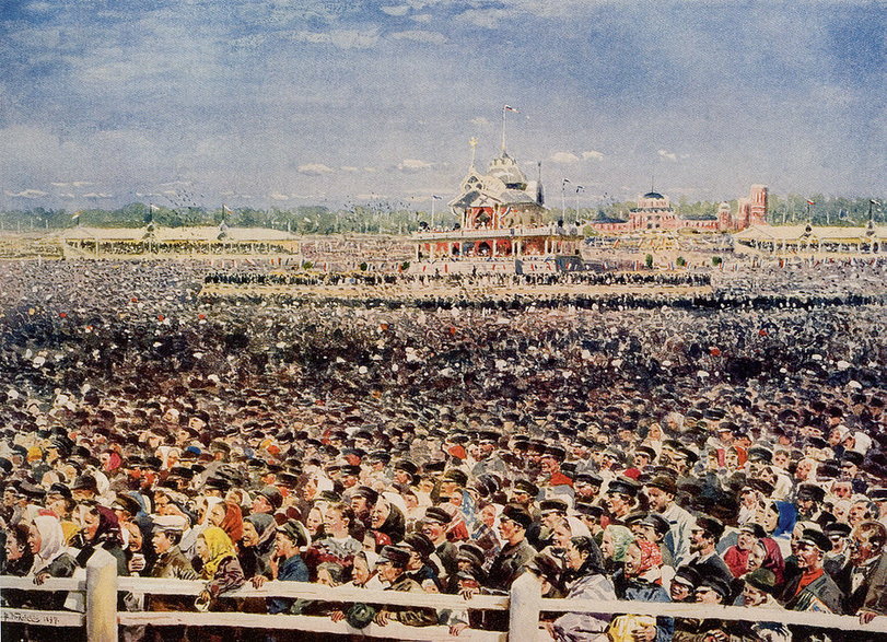 Festiwal ludowy z okazji koronacji (akwarela Wladimira Jegorowitscha Makowskiego z 1899 roku)