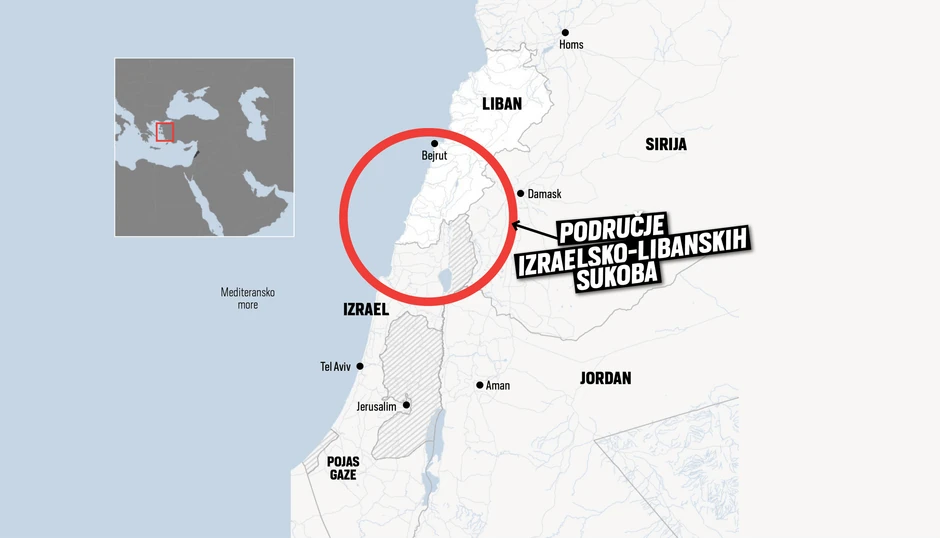 Mapa sukoba Izraela i Hezbolaha u Libanu