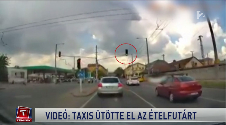 Taxis ütött el egy biciklis ételfutárt Budapesten. Fotó: TV2/Tények