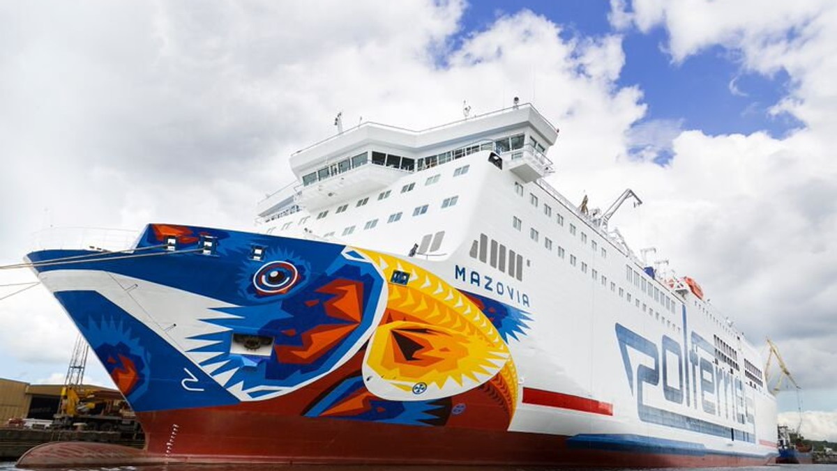 Polska Żegluga Bałtycka S.A. - Polferries informuje, że 10 czerwca od godziny 9 do 16 przy Wałach Chrobrego w Szczecinie, zacumuje prom Mazovia, na którego dziobie wykonano ponad 600 metrową grafikę.