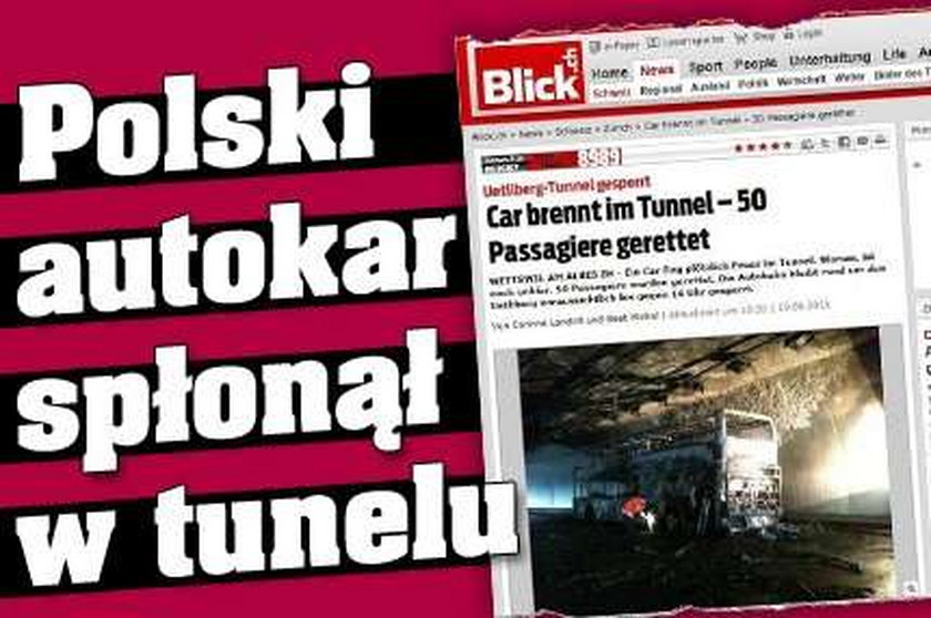 Polski autokar spłonął w tunelu