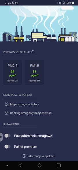 Smog Polska może prezentować dane z konkretnych stacji pomiarowych