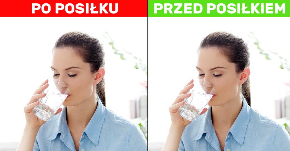 Picie dużej ilości wody po posiłku