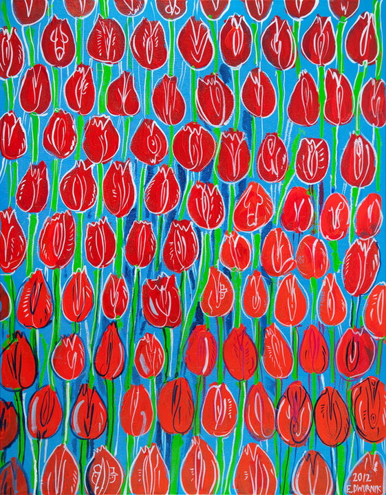 Edward Dwurnik, "Czerwone tulipany" (2012)
