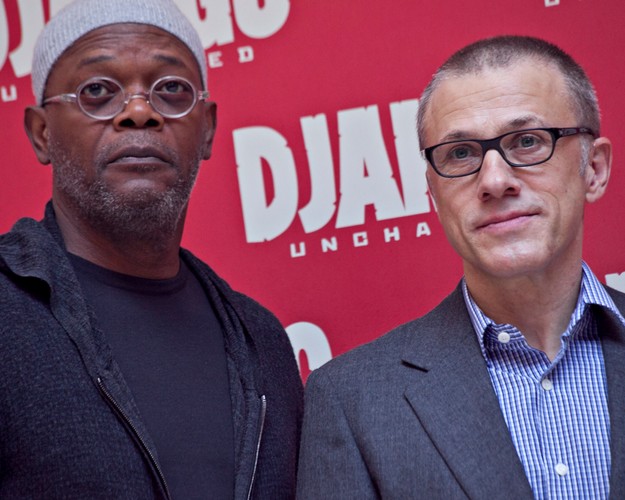 Christoph Waltz i Samuel L. Jackson podczas promocji filmu 'Django'