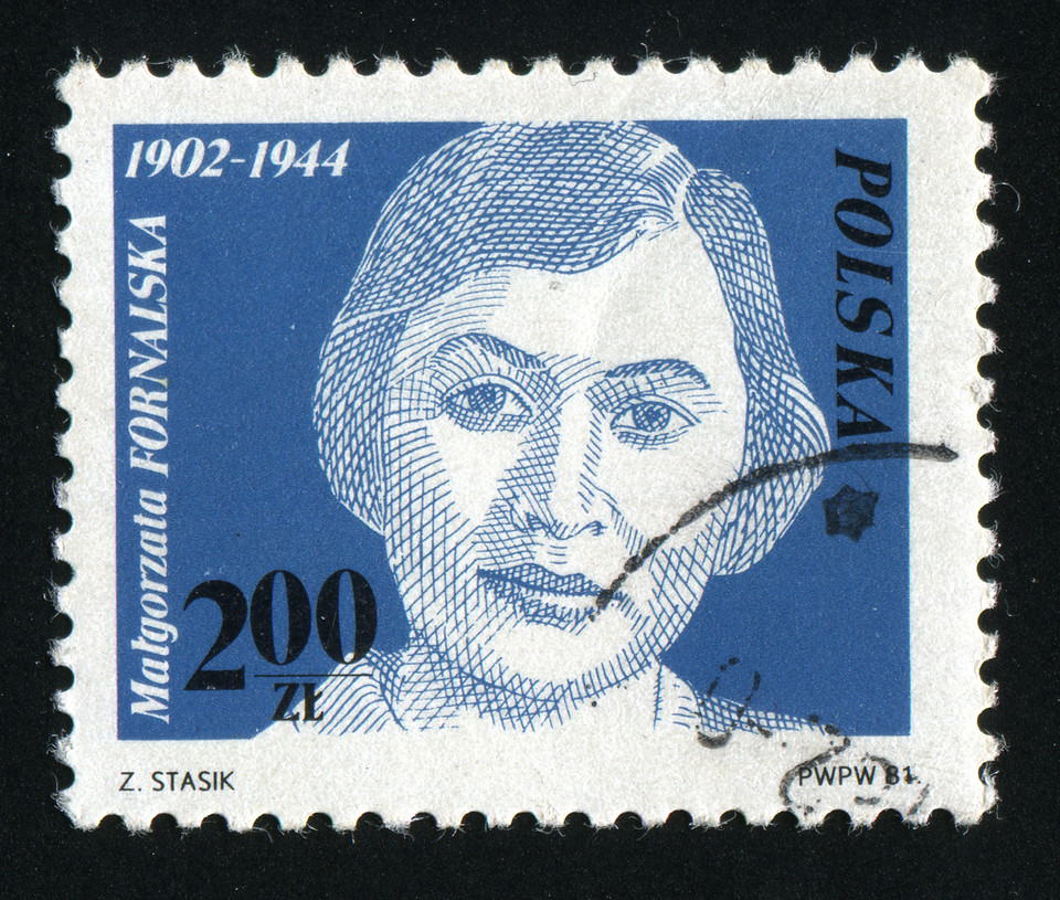 Wizerunek Małgorzaty Fornalskiej na znaczku pocztowym