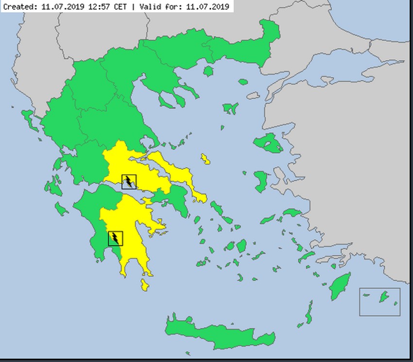 Žuto meteoalarm za istočne delove Grčke: Potencijalno opasno vreme