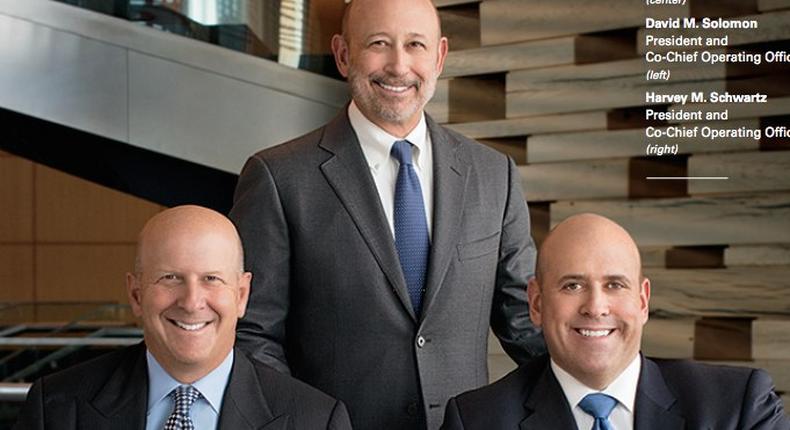 Blankfein with co-COOs David Solomon and Harvey Schwartz.