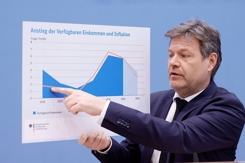 Wicekanclerz Habeck prezentuje dane gospodarcze. Berlin, 21 lutego 2024 r.