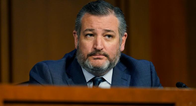 Sen. Ted Cruz, R-Texas, listens during the confirmation hearing for Supreme Court nominee Judge Ketanji Brown Jackson before the Senate Judiciary Committee Monday, March 21, 2022, on Capitol Hill in Washington.