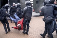 Police detain demonstrators at Minsk opposition protest in Belarus