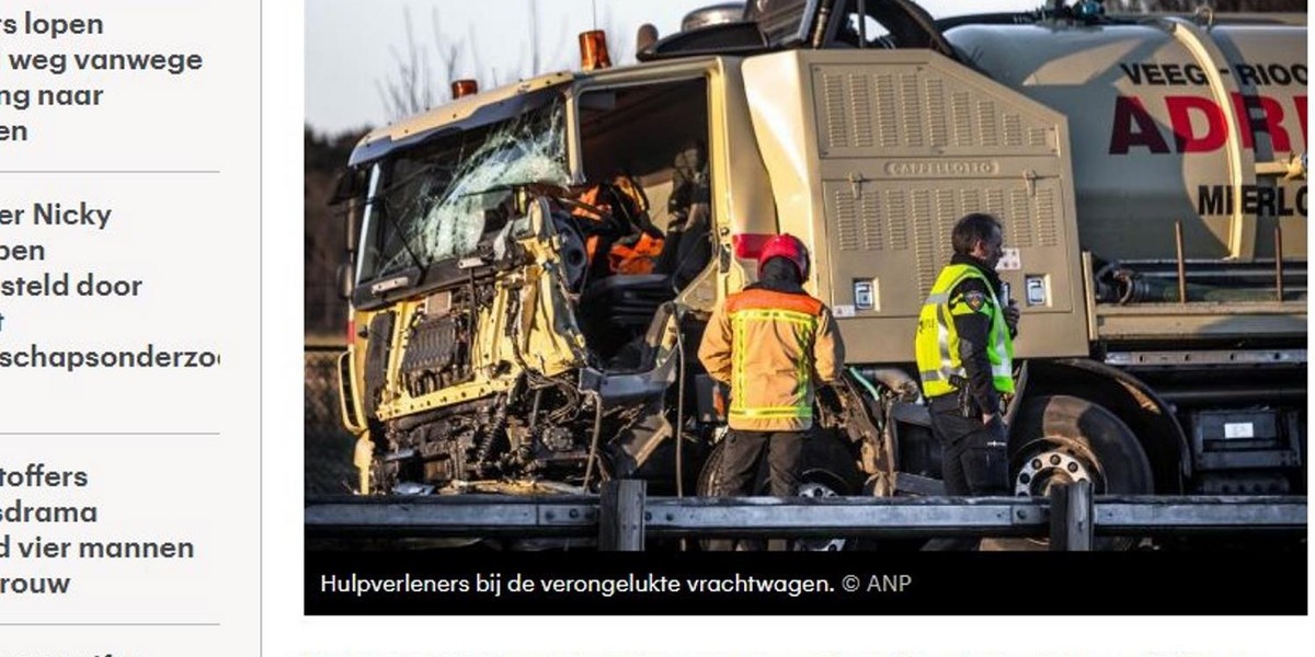 Tragiczny wypadek w Holandii. Nie żyje 5 osób, a 4 są ciężko ranne