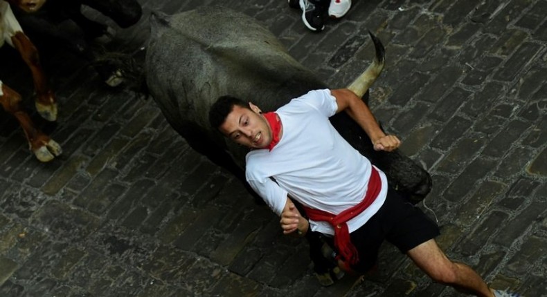 Not everybody managed to outrun six fighting bulls on the second day of the San Fermin festival in Pamplona, with ten people hurt