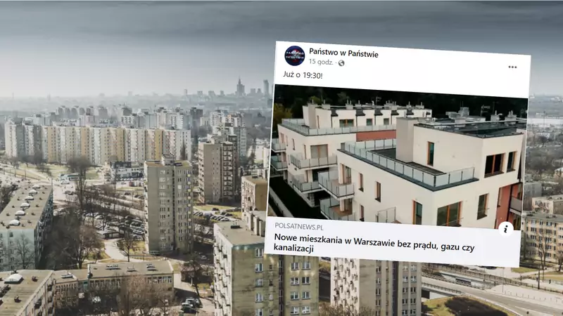 Na warszawskiej Białołęce powstał blok bez podłączonych mediów (Fot. Facebook/Państwo w państwie