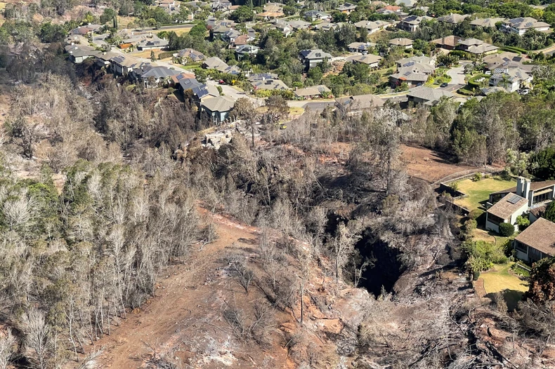 Spaljena okolina Lahajne na Mauiju, Havaji, nakon šumskih požara 11. avgusta