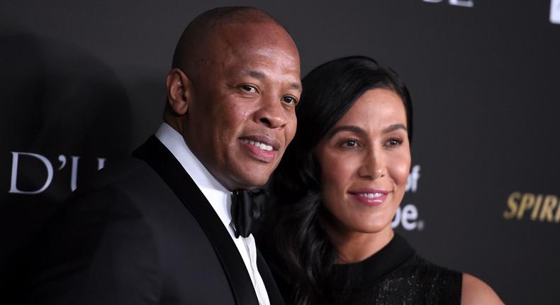 Dr Dre, left, pictured with Nicole Young in 2018